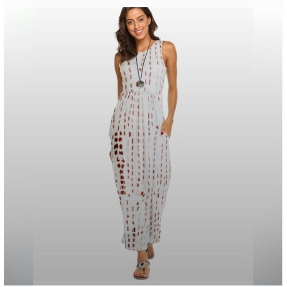 Hount Summer Sleeveless Striped Flowy Casual Long Maxi Dress With Pockets Medium - Picture 2 of 14